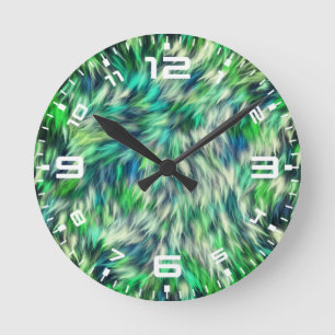 Reloj Redondo Mediano Textura de tela Diseño de Piel Verde