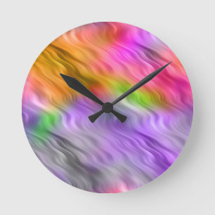Reloj Redondo Mediano Textura ondulada con orquídea púrpura