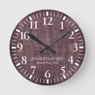 Reloj Redondo Mediano Textura personalizada de la línea de vino púrpura