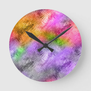 Reloj Redondo Mediano Textura púrpura brillante asimétrica