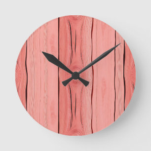 Reloj Redondo Mediano Textura rústica de granja de grano de madera rosa