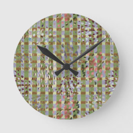 Reloj Redondo Mediano Textured Pointillism Grid Pattern Artwork