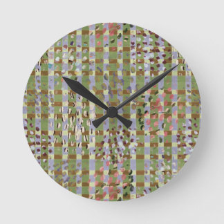 Reloj Redondo Mediano Textured Pointillism Grid Pattern Artwork