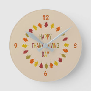 Reloj Redondo Mediano Thanksgiving Oak Leaves