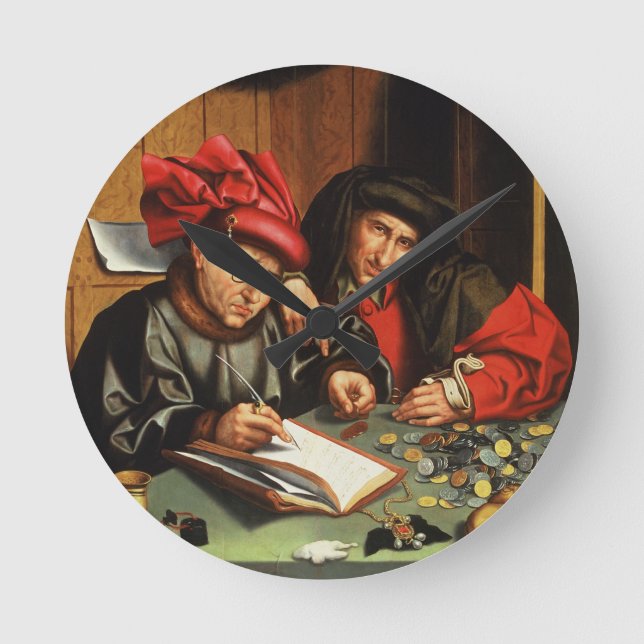 Reloj Redondo Mediano The Money Lenders (oil on oak panel) (Anverso)