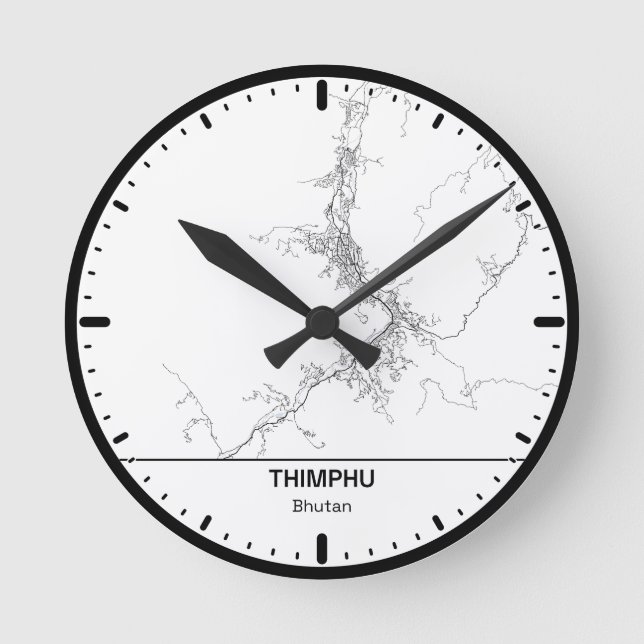 Reloj Redondo Mediano Thimphu Clock City Line Art (Anverso)