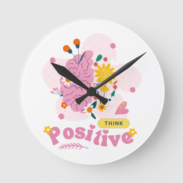 Reloj Redondo Mediano Think Positive Round Clock (Anverso)