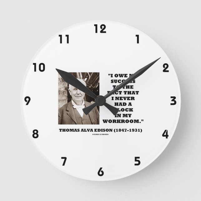 Reloj Redondo Mediano Thomas Edison Owe Success Nunca Había Tenido Sala  (Anverso)