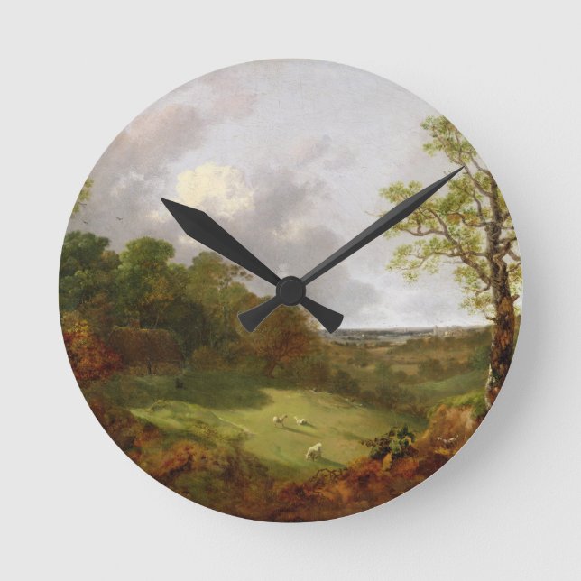 Reloj Redondo Mediano Thomas Gainsborough | Paisaje de madera con algodó (Anverso)