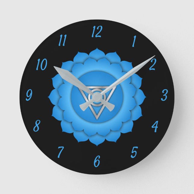 Reloj Redondo Mediano Throat azul Chakra Chi Zen Yoga Espiritual (Anverso)