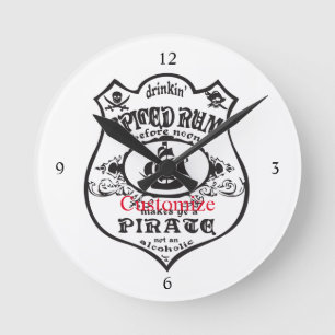 Reloj Redondo Mediano Thunder_Cove, bebida pirata de ron picada