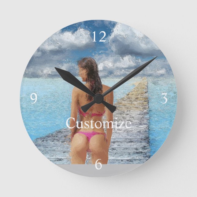 Reloj Redondo Mediano Thunder_Cove, Chica de bikini (Anverso)