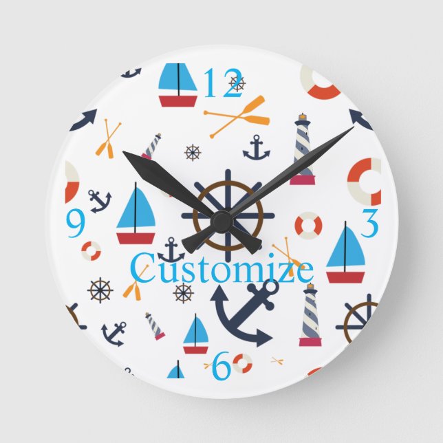 Reloj Redondo Mediano Thunder_Cove de tema náutico (Anverso)