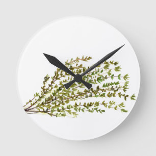Reloj Redondo Mediano Thyme herbs kitchen art watercolour painting