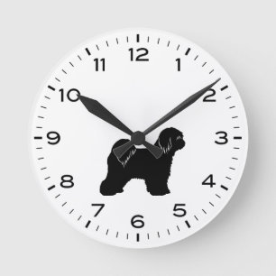 Reloj Redondo Mediano Tíbet Terrier Dog Rama Silhouette