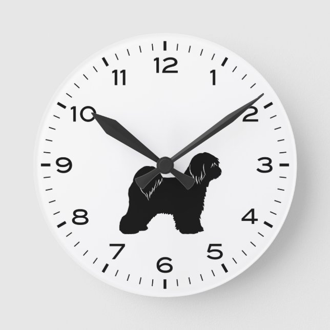 Reloj Redondo Mediano Tíbet Terrier Dog Rama Silhouette (Anverso)