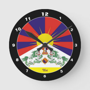 Reloj Redondo Mediano Tibetan Flag & Time Clock /Himalayas Snow Lions