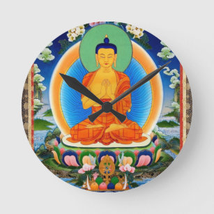 Reloj Redondo Mediano Tibetano Thangka Prabhutaratna Buda