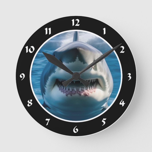 Reloj Redondo Mediano Tiburón Blanco (Anverso)