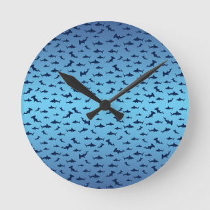 Reloj Redondo Mediano Tiburones Mutilple Hammer Head