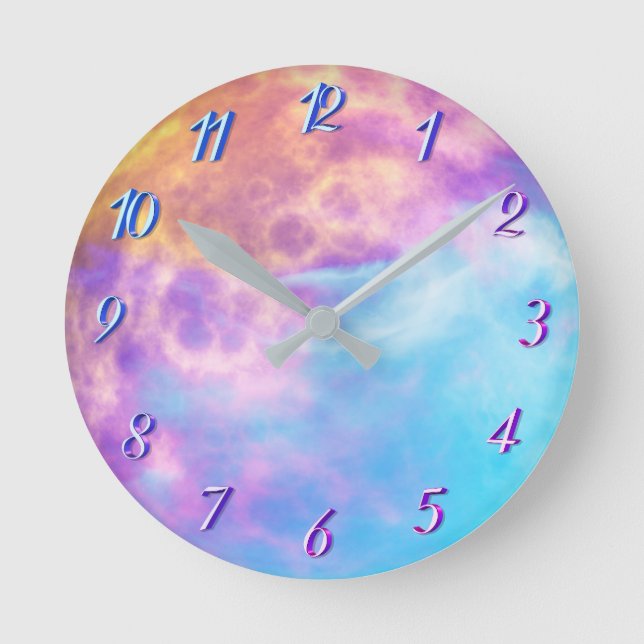 Reloj Redondo Mediano Tie dye moon (Anverso)