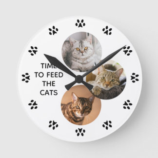 Reloj Redondo Mediano "Tiempo de alimentar al gato" Amantes del gato per