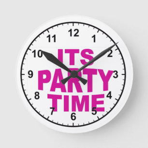 Reloj Redondo Mediano Tiempo de Fiesta rosado