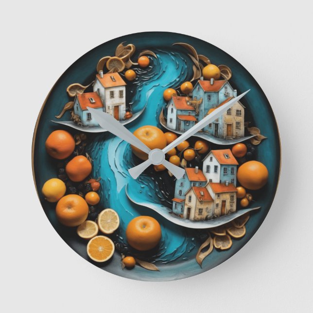 Reloj Redondo Mediano Tiempo de fruta artístico (Anverso)
