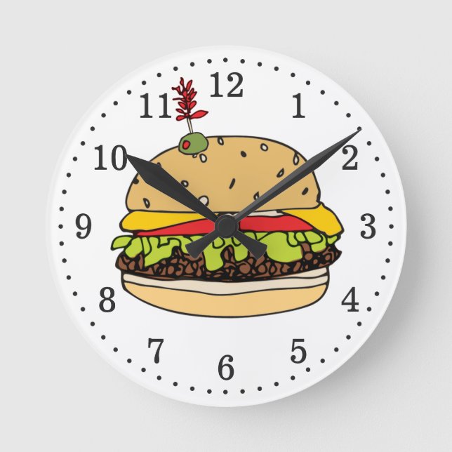 Reloj Redondo Mediano Tiempo de hamburguesa (Anverso)
