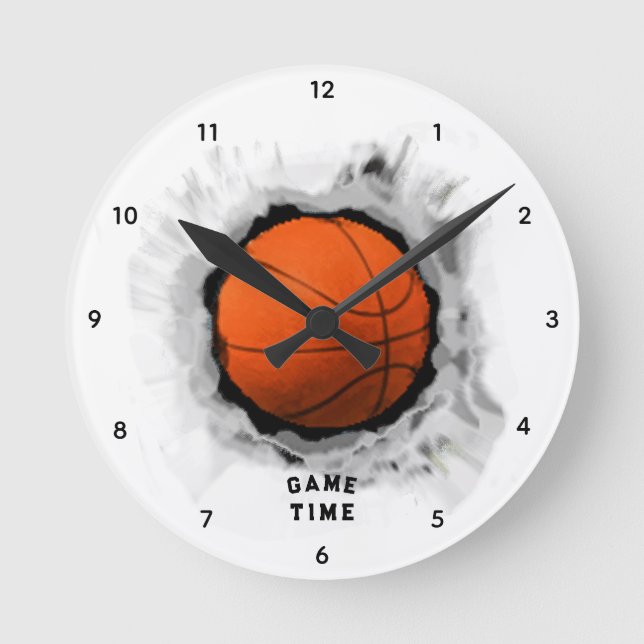 Reloj Redondo Mediano Tiempo de juego de baloncesto (Anverso)