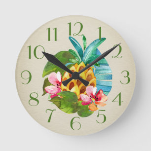 Reloj Redondo Mediano Tiempo de la isla de la piña