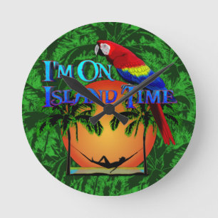 Reloj Redondo Mediano Tiempo de la isla en hamaca