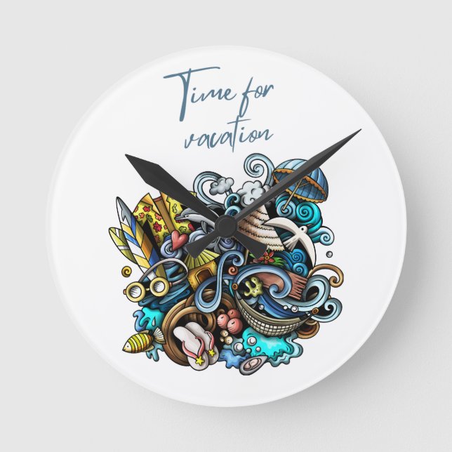 Reloj Redondo Mediano tiempo de vacaciones (Anverso)