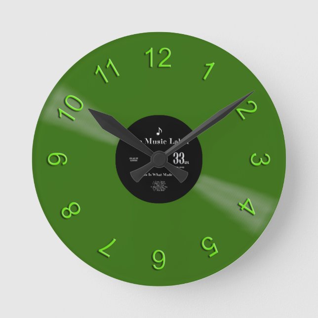 Reloj Redondo Mediano Tiempo de vinilo (Anverso)