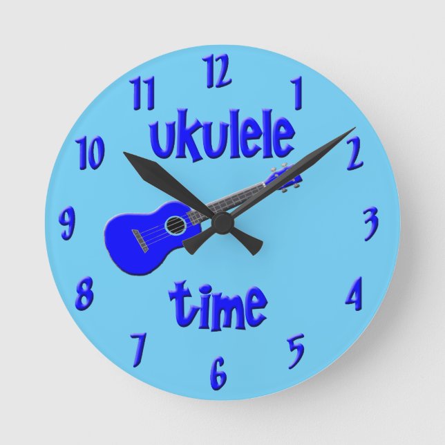 Reloj Redondo Mediano Tiempo del Ukulele (Anverso)