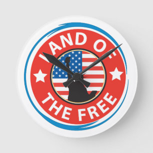 Reloj Redondo Mediano Tierra de los Estados Unidos del Patriótico Libre