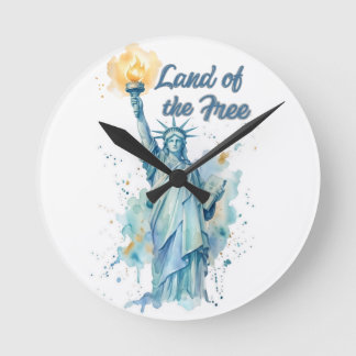 Reloj Redondo Mediano "Tierra de los libres - Estatua de la Libertad acu