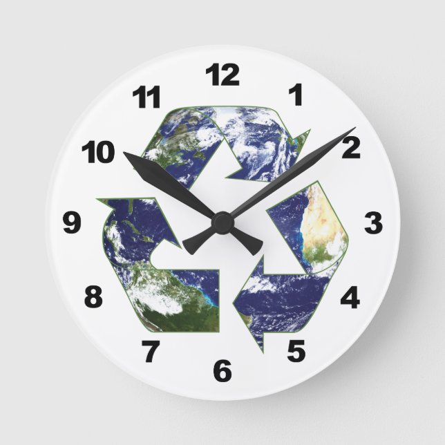 Reloj Redondo Mediano Tierra - reciclando (Anverso)