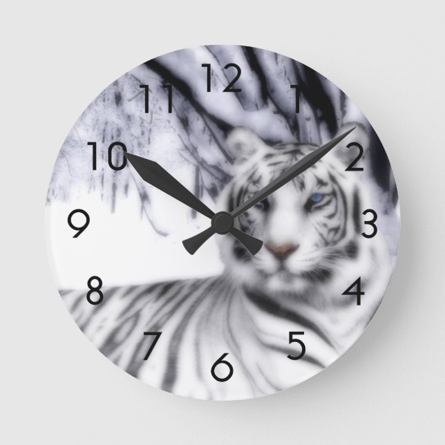 Reloj Redondo Mediano Tigre blanco (Anverso)