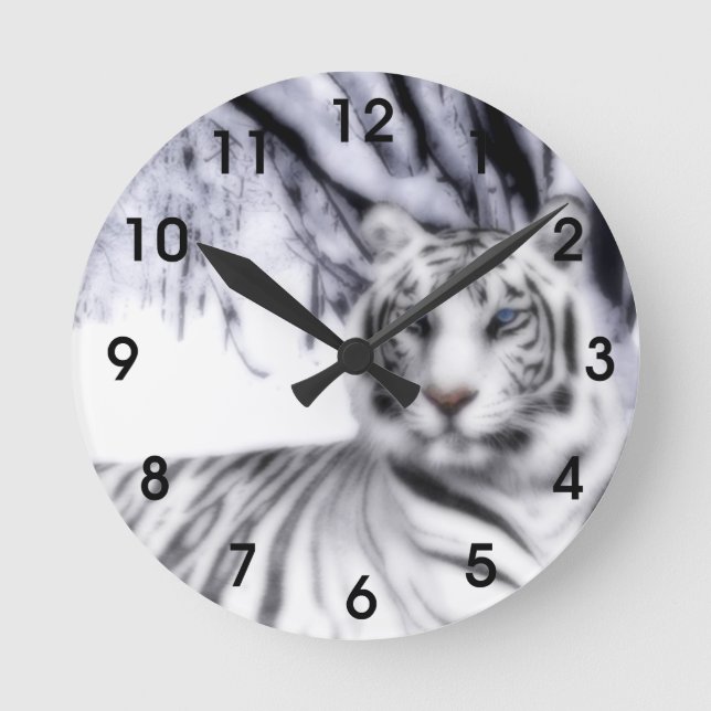 Reloj Redondo Mediano Tigre blanco (Anverso)