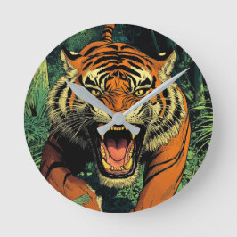 Reloj Redondo Mediano Tigre en la selva