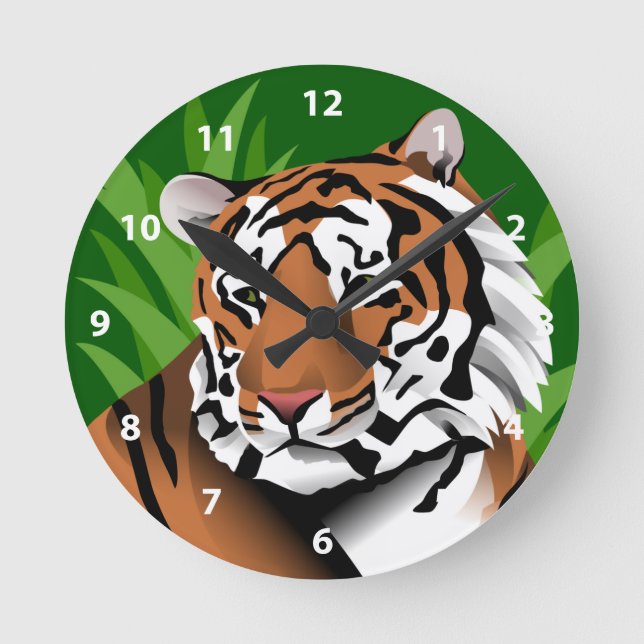 Reloj Redondo Mediano Tigre en la selva (Anverso)