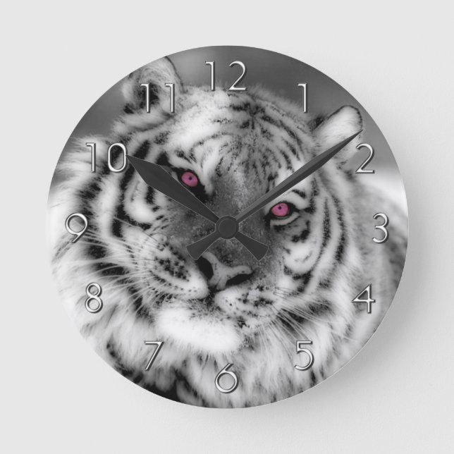 Reloj Redondo Mediano Tigre Ojo Rosa (Anverso)