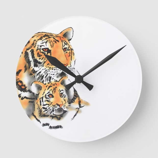 Reloj Redondo Mediano Tigres y copos (Anverso)