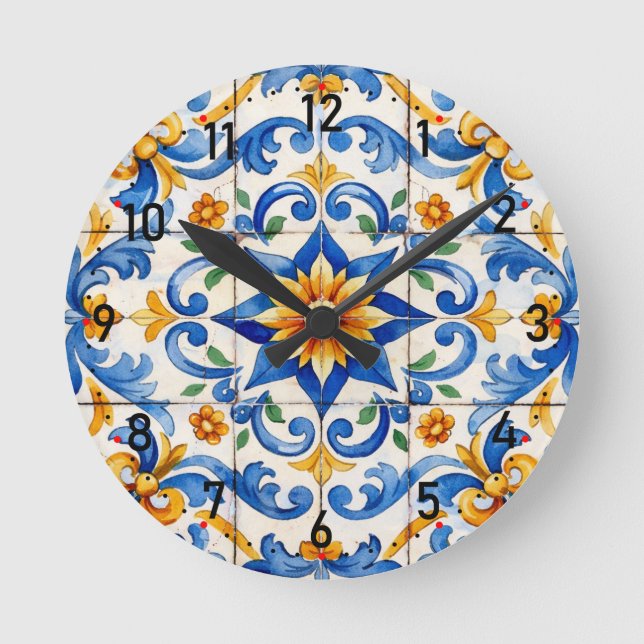 Reloj Redondo Mediano Tile Time Fiesta Clock (Anverso)