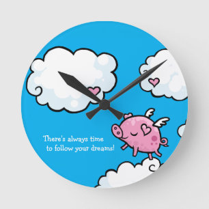 Reloj Redondo Mediano Time to follow your dreams flying pig
