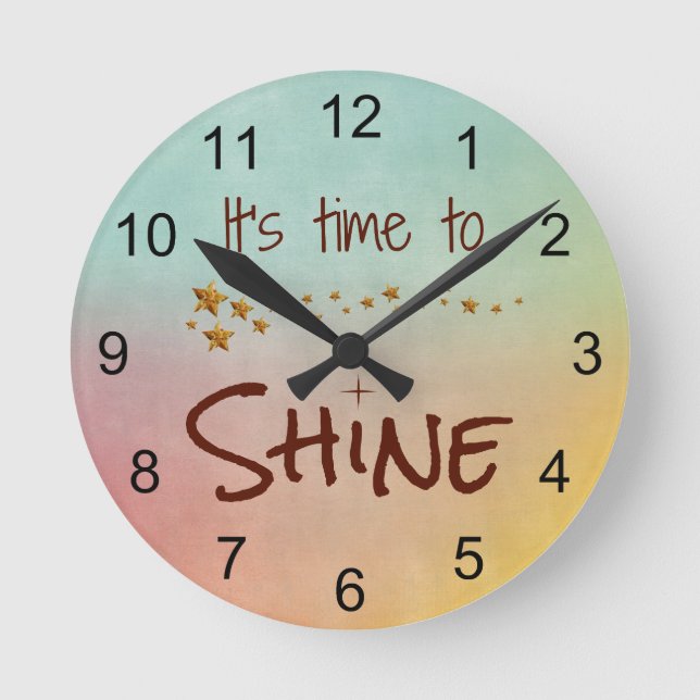 Reloj Redondo Mediano Time To Shine Inspirational Quote (Anverso)