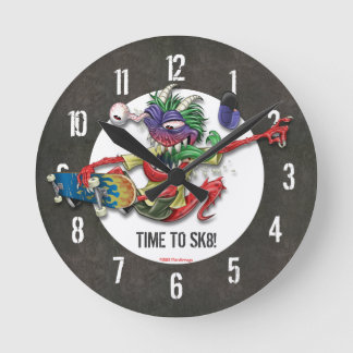 Reloj Redondo Mediano Time To Skateboard Wall Clock Concrete Pattern