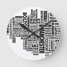 Reloj Redondo Mediano Tipo negro mapa de mayor Manchester