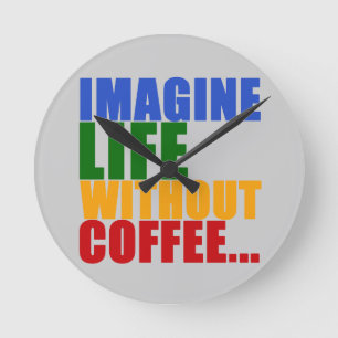 Reloj Redondo Mediano tipografía de color con tema de café